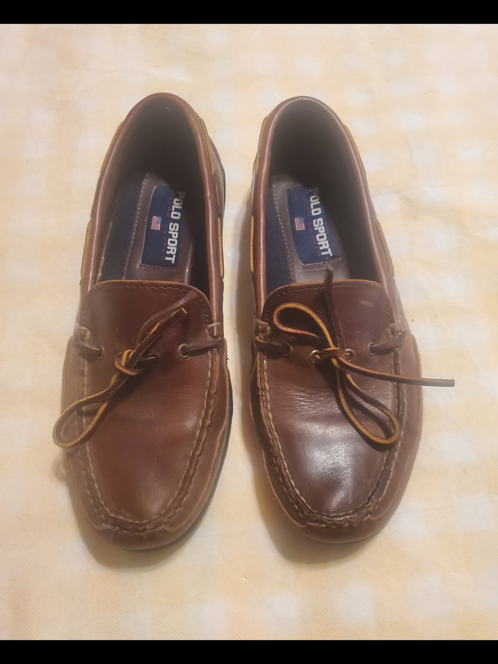 Polo by Ralph Lauren Brown Leather Boat Shoes - Lace Moc Toe